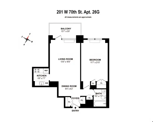 $1,095,000 | 201 West 70th Street, Unit 26G | Upper West Side