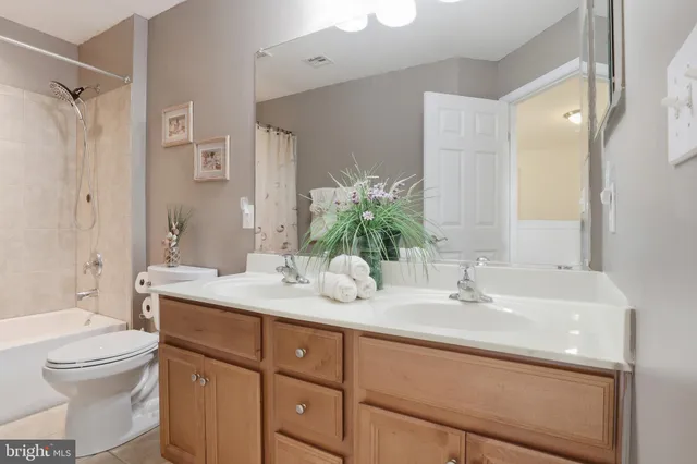 a bathroom with a sink vanity and a mirror