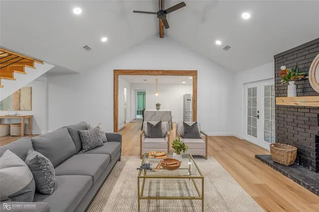 a living room with furniture