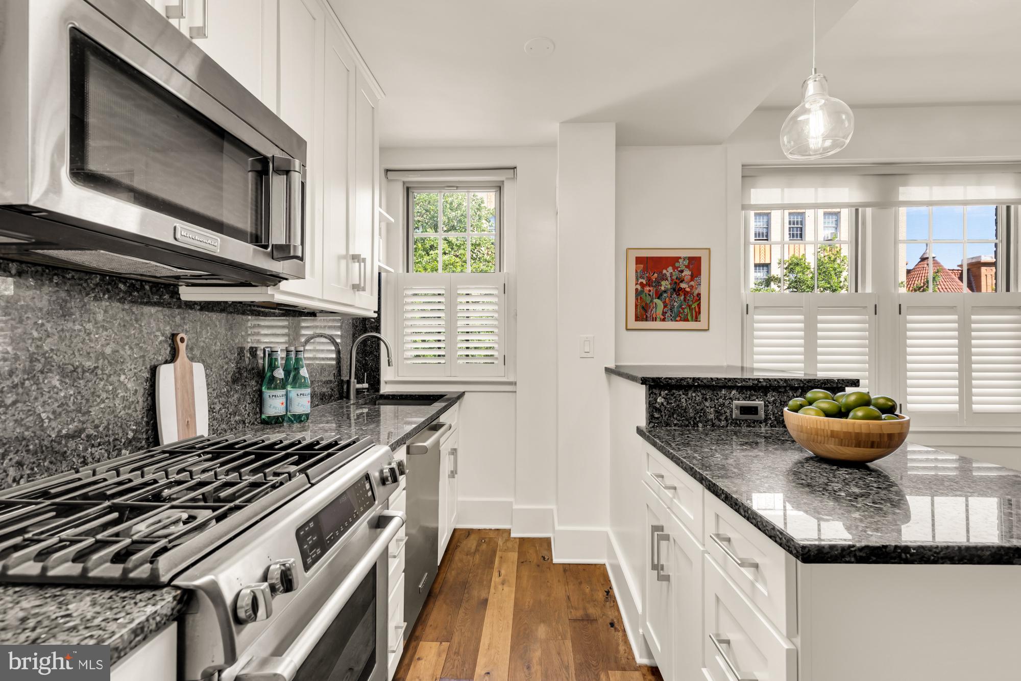 1910 Kalorama Road Northwest, Unit 302 Washington, DC 20009 - Photo 11 of 28 a kitchen with stainless steel appliances granite countertop a sink stove and cabinets