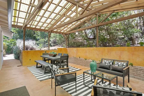 a view of a outdoor space with seating area