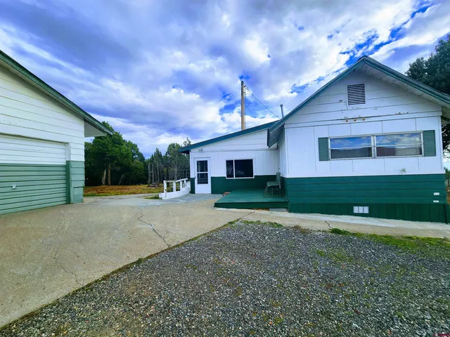 a view of a house with backyard and a tree