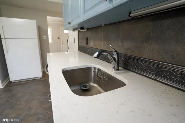 a close view of a sink in the kitchen