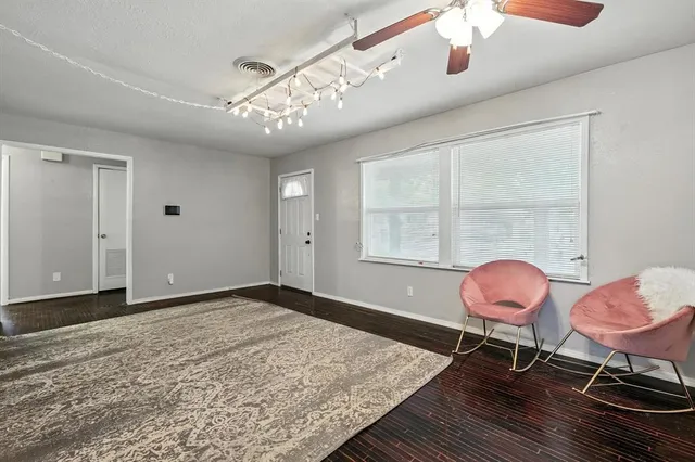 a workspace with wooden floor