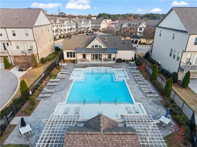 an aerial view of a house