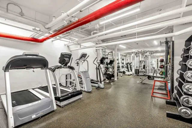 a view of a room with gym equipment
