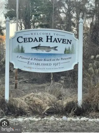 a view of outdoor space with signage and flags