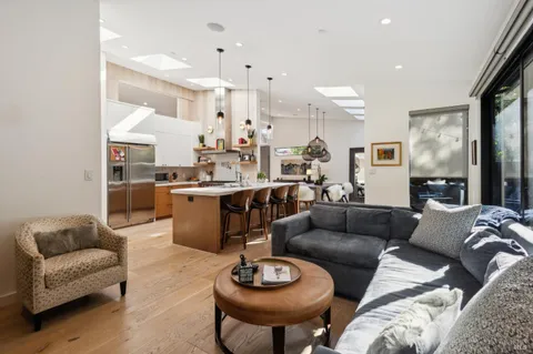 a room with cabinets and wooden floor