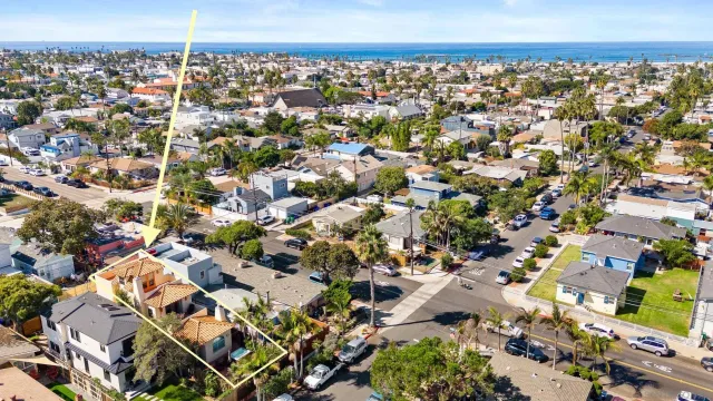 a view of a swimming pool with a patio