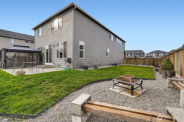 a view of a bench in a patio