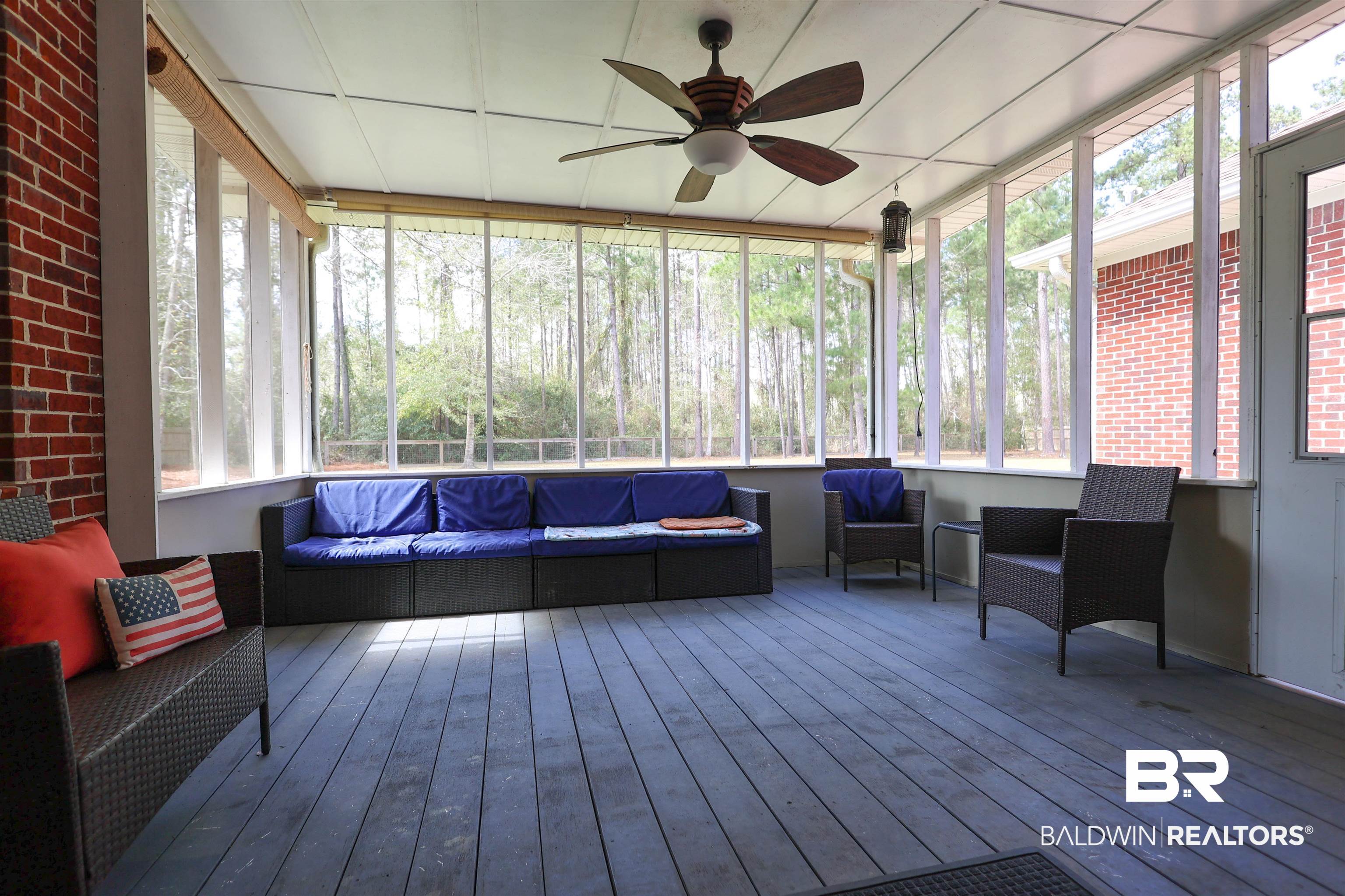 5151 Beatrice Road Gulf Shores, AL 36542 - Photo 42 of 50 Sunroom / solarium with ceiling fan and an outdoor living space