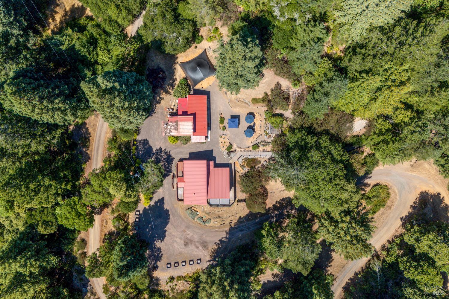 4901 Little Mill Creek Road Philo, CA 95466 - Photo 5 of 37 an aerial view of residential house with outdoor space and trees all around