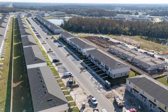 an aerial view of a highlighted house