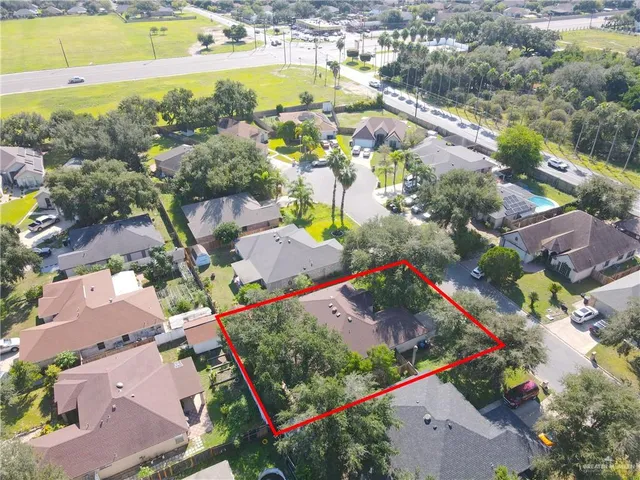 an aerial view of a house