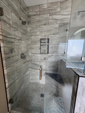a bathroom with a shower