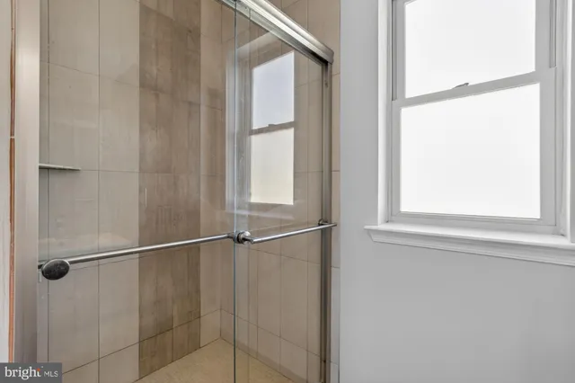 a bathroom with a window