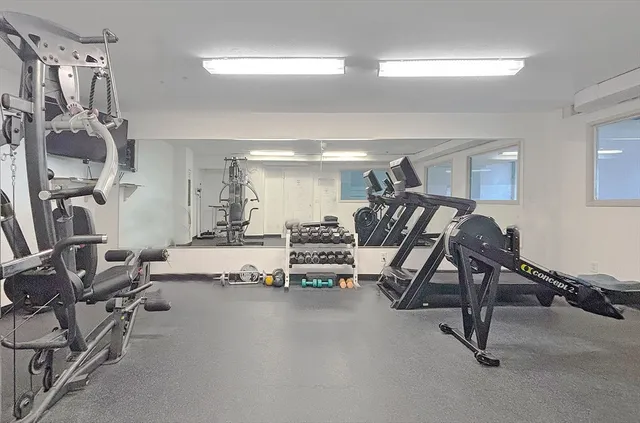 a view of a room with gym equipment