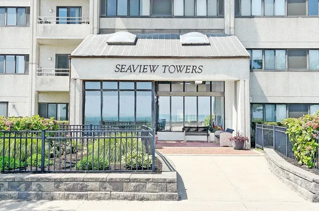 a view of a building with a patio