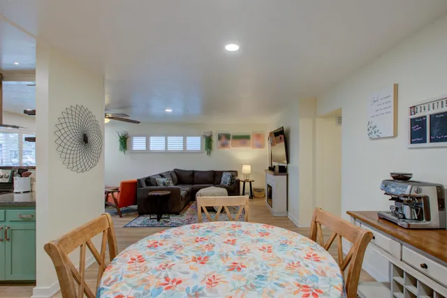 a bedroom with furniture and a bed