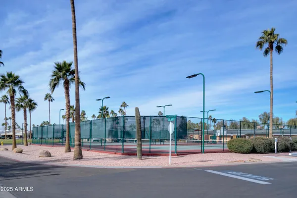 an outdoor space with patio view
