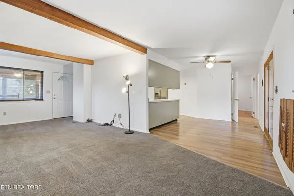 a view of a room with rack on the wall