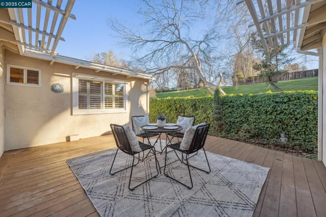 a outdoor view with a sitting space