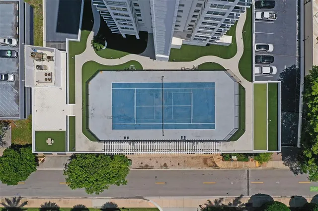 a view of an ocean and a houses