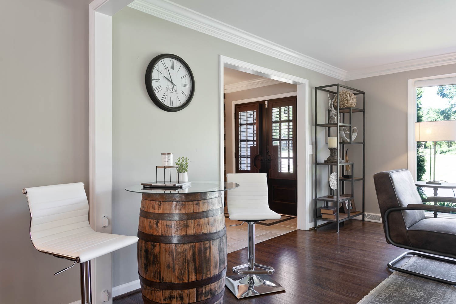 5939 Post Road Nashville, TN 37205 - Photo 14 of 49 a dining room with wooden floor a glass table and chairs