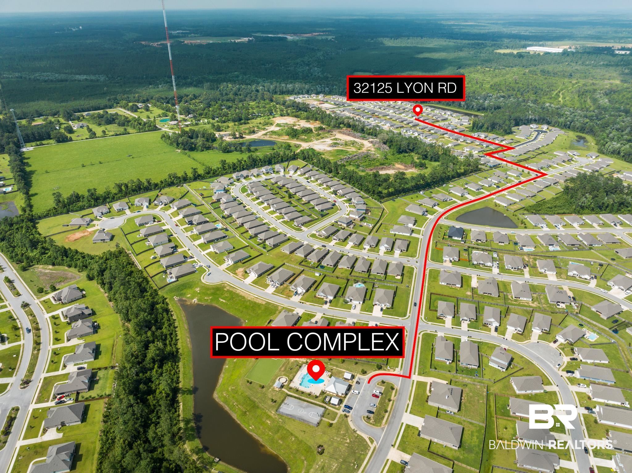 32125 Lyon Road Daphne, AL 36527 - Photo 46 of 70 Aerial perspective showcasing a residential community with numerous single-family homes