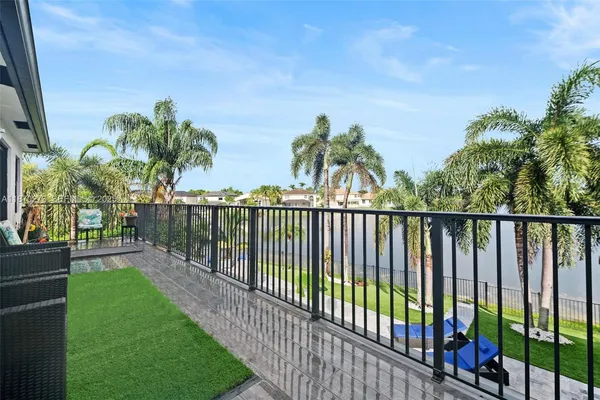 a view of a balcony with lake view