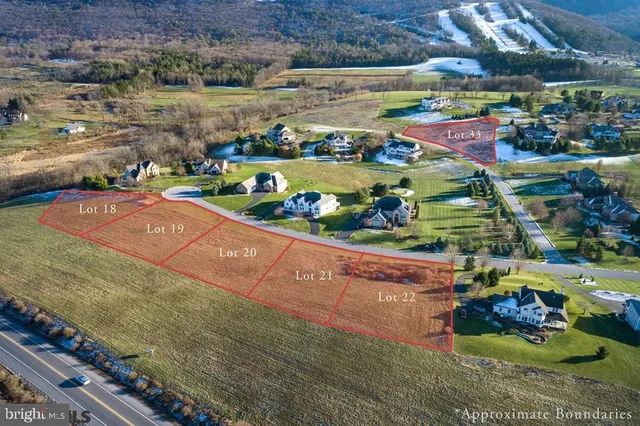 an aerial view of a yard and lake view