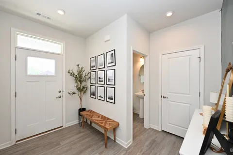 wooden floor and windows in a room