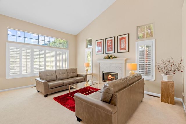 a living room with furniture windows and a fireplace