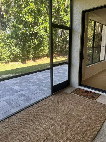 a view of a yard with a large tree