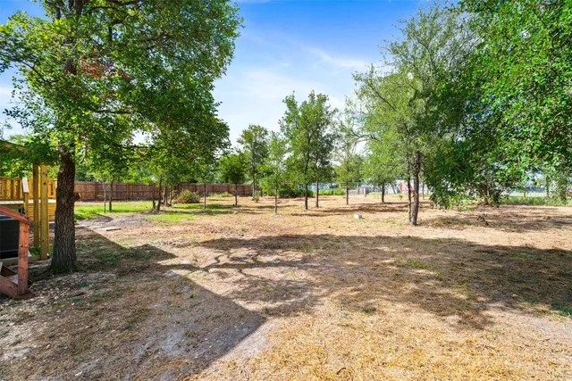 a view of a yard with trees