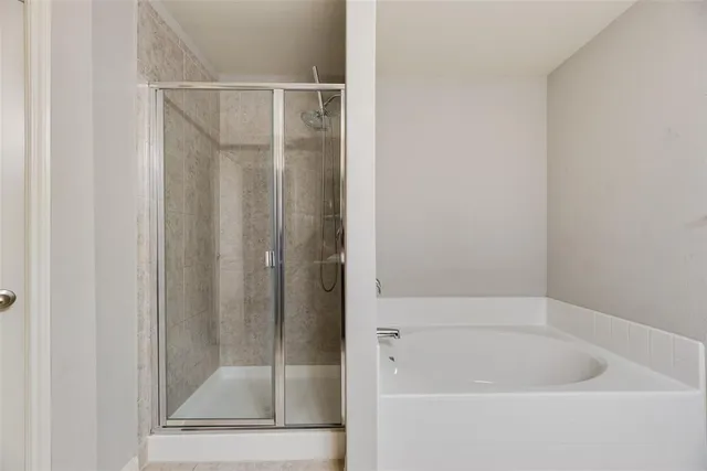 a bathroom with a bathtub