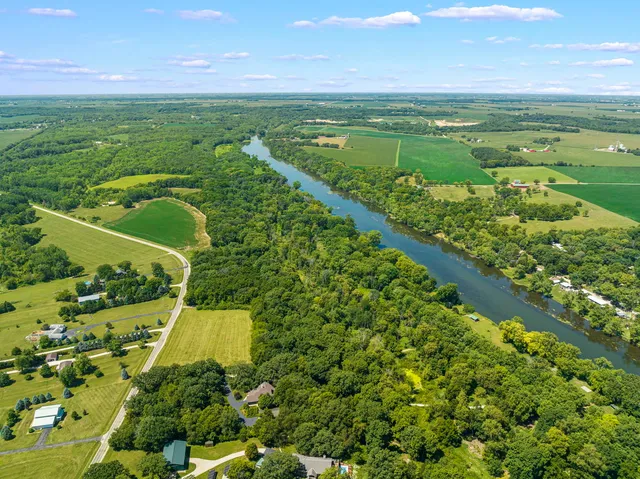 a view of a lake with a houses