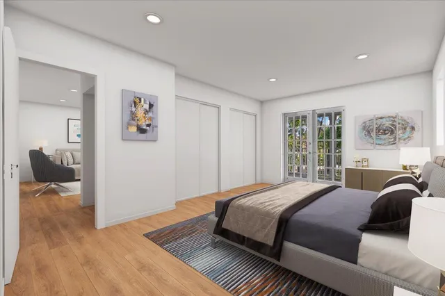 a view of a room with wooden walls