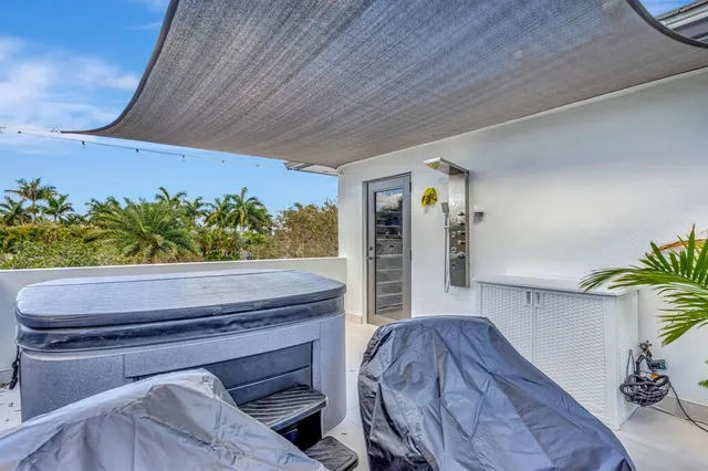 a room with a couch and a potted plant