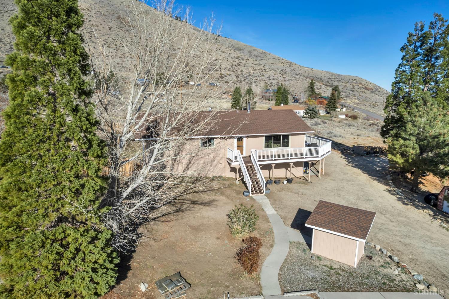 110 Carson View Markleeville, CA 96120 - Photo 31 of 39 a view of a backyard with plants and a patio