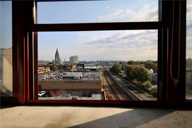 a view of a city from a window