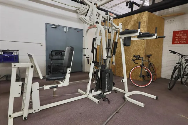 a view of a room with gym equipment