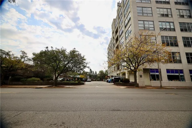 a car parked in front of a building