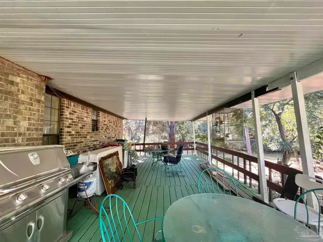 an outdoor space with seating