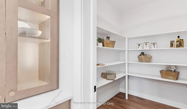 a view of an empty walk in closet