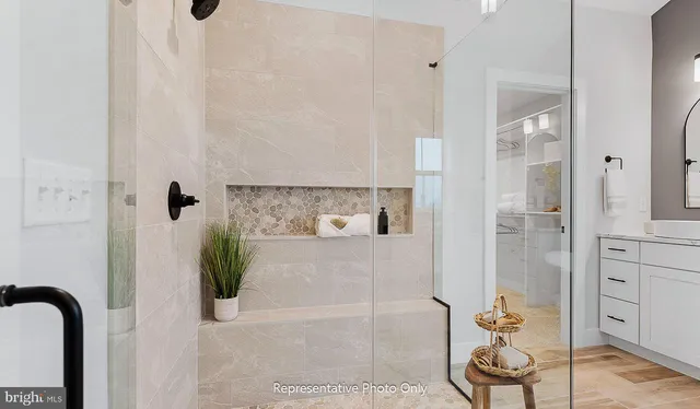 a view of bathroom with shower