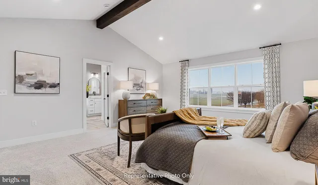 a bedroom with furniture and a window