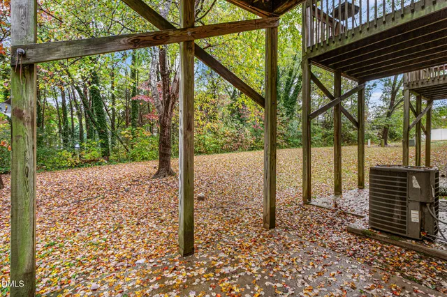 a view of a porch with a yard