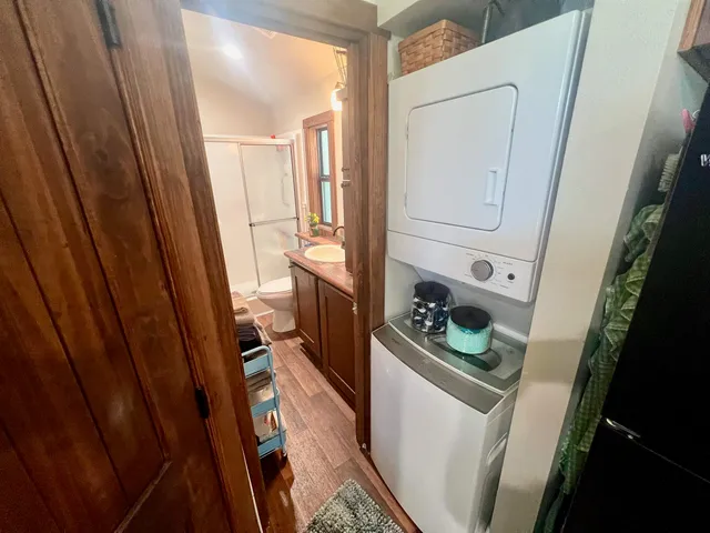 a close view of a storage and utility room