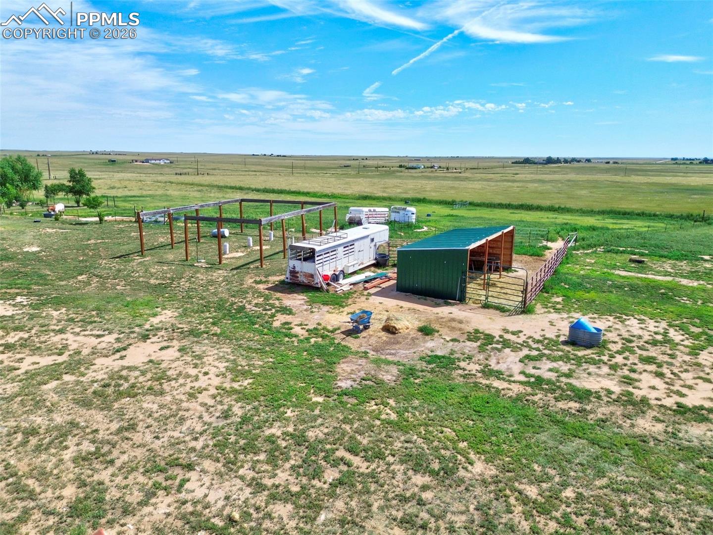 35875 Shear Road Yoder, CO 80864 - Photo 10 of 45 Wide aerial view emphasizing scale and open prairie surroundings